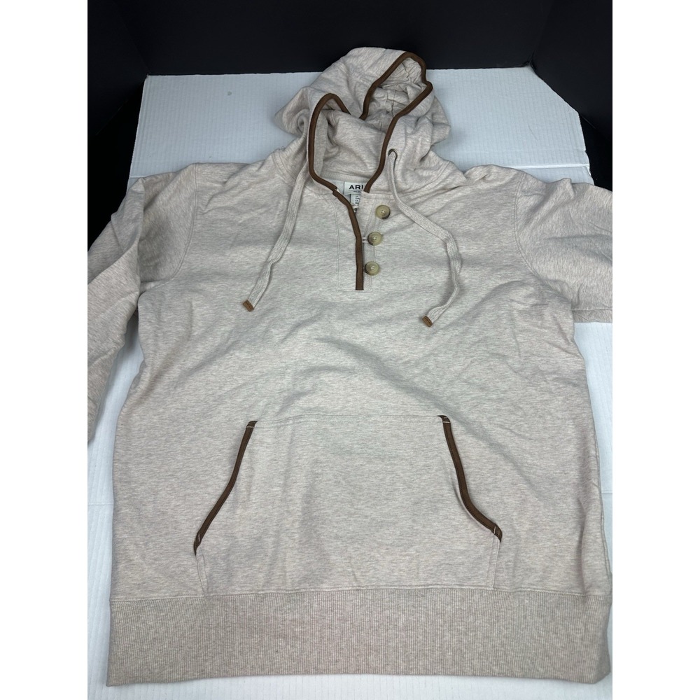 Ariat Real Hoodie Womens XL Oatmeal  Elevated Hoodie Pullover Kangaroo Pockets - Picture 4 of 7